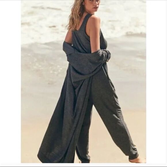 Free People Beach Bicoastal Gray Dust Long Cardigan Size XS - Picture 1 of 9